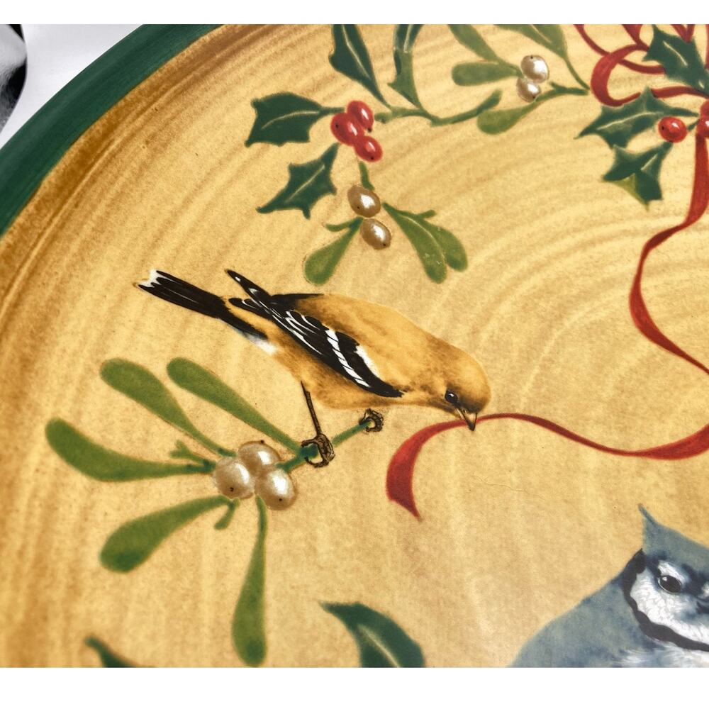 Lenox earthenware Winter Greetings Low Fruit Pasta Bowl Bows Ribbons Birds - Picture 9 of 12